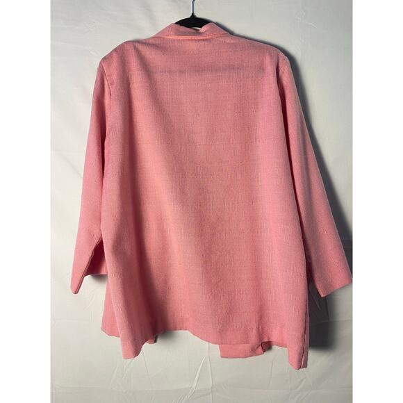 Vintage 70s-80s Copy Cats Pink Textured Lightweight Open Blazer Jacket Medium - Picture 2 of 2